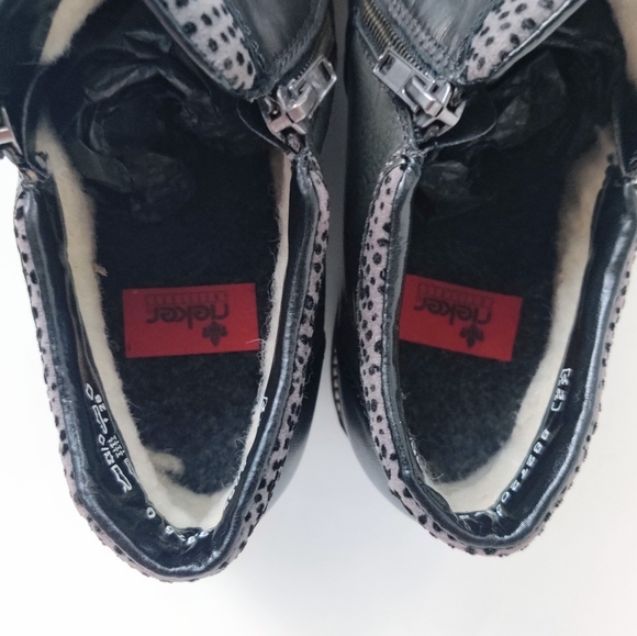 RIEKER Water Resistant Leather Lambswool Lining Ankle Boots Shoes EU42/US 10 - Picture 7 of 14